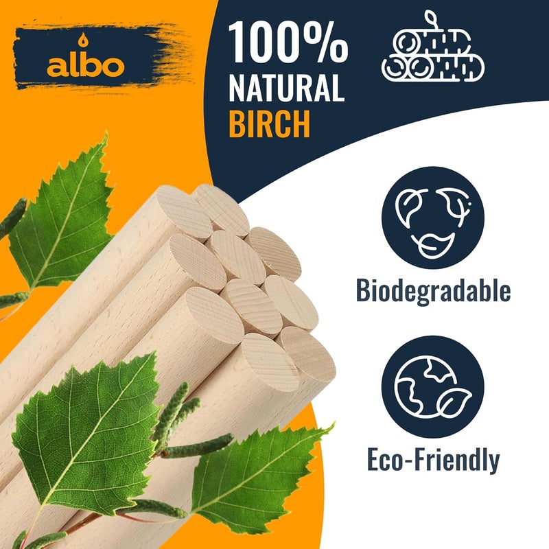 ALBO 1" x 12" Wooden Dowel Rods Set - 10 Pack Birch Natural Sturdy Hardwood Craft Sticks Woodworking Furniture Shelving Smooth Finish Versatile Size DIY Projects Bulk Professional Pack - Image 5